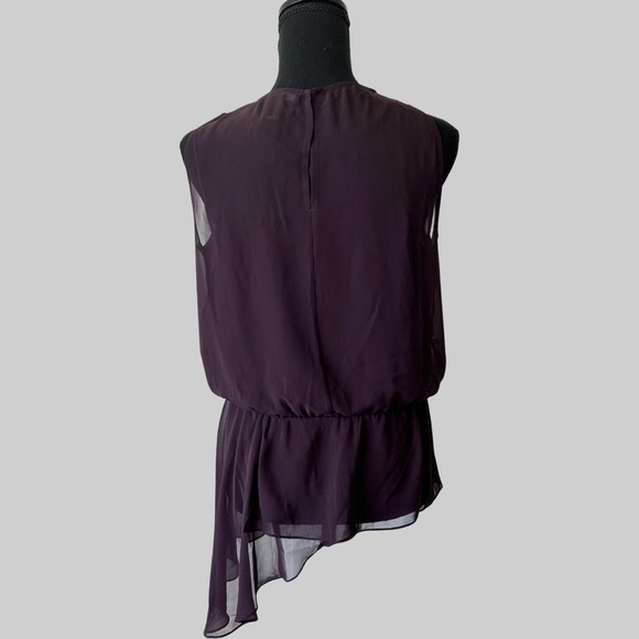 Kenneth Cole Lightweight Chiffon  High Low Hem Sleeveless Blouse in Purple - Picture 3 of 12